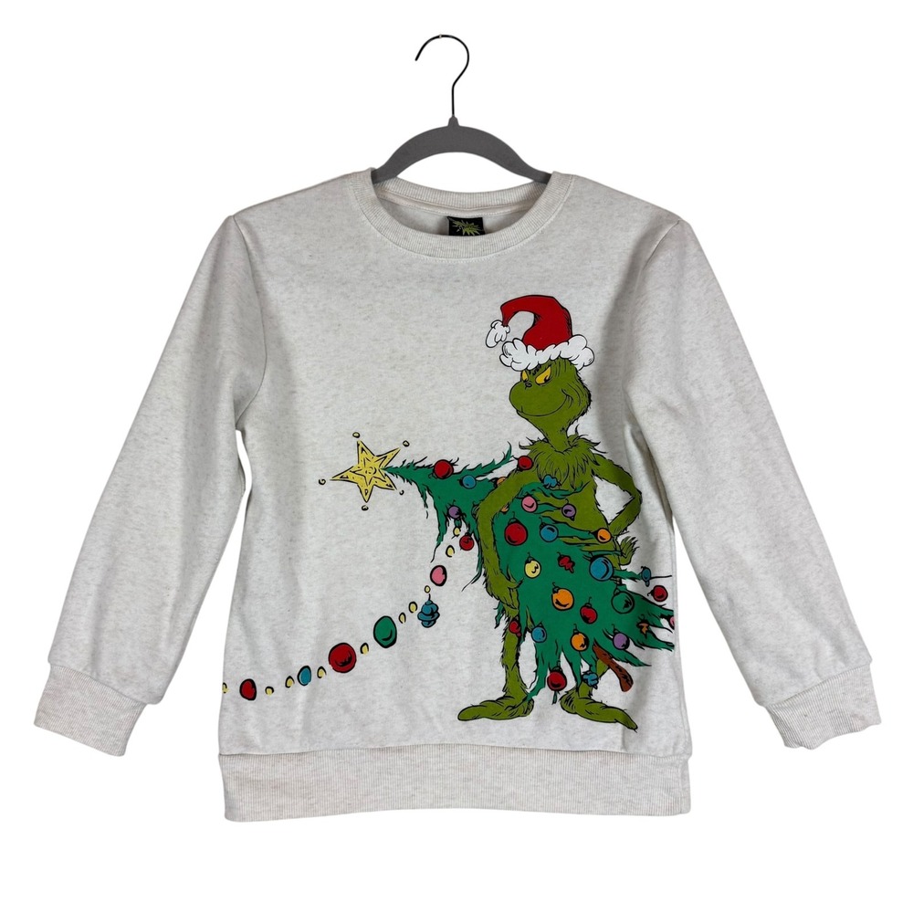 Mad Engine Sweatshirt Kids M Gray Fleece Pullover Grinch Max Christmas Graphic